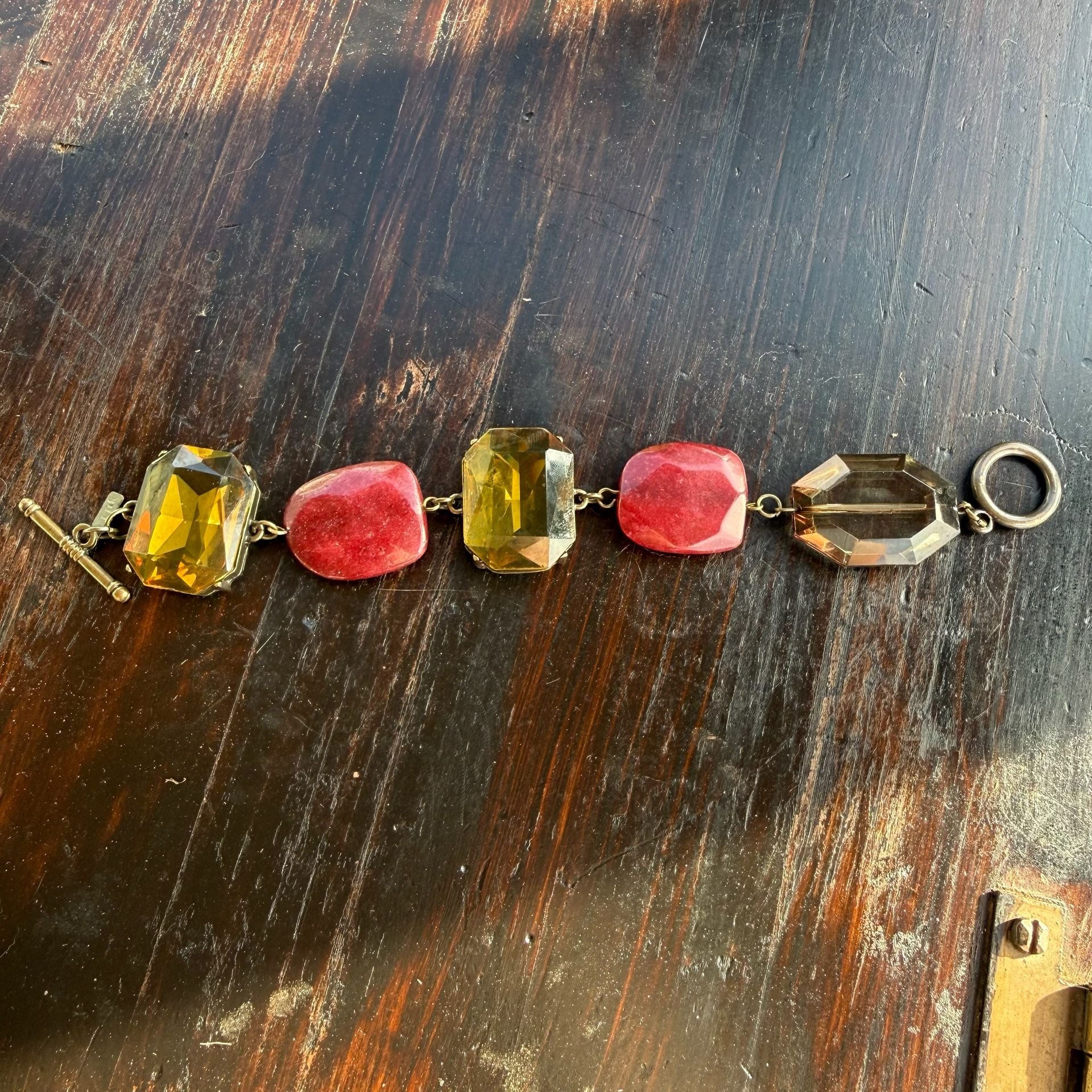 J.J.ill Gemstone Toggle Bracelet Red Amber 2