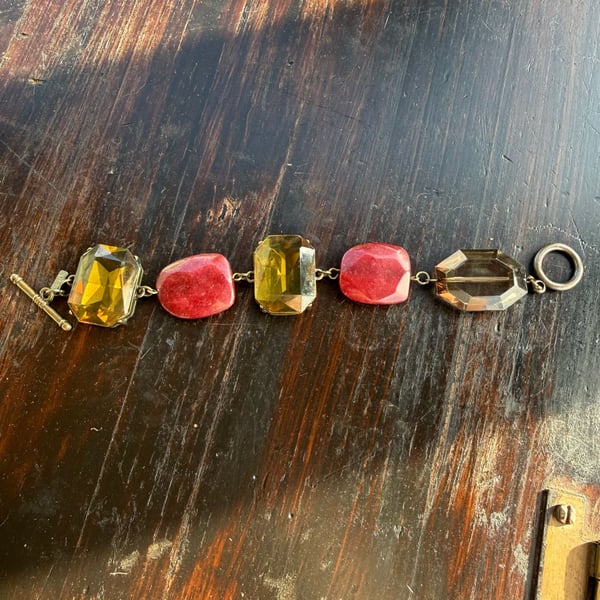 J.J.ill Gemstone Toggle Bracelet Red Amber