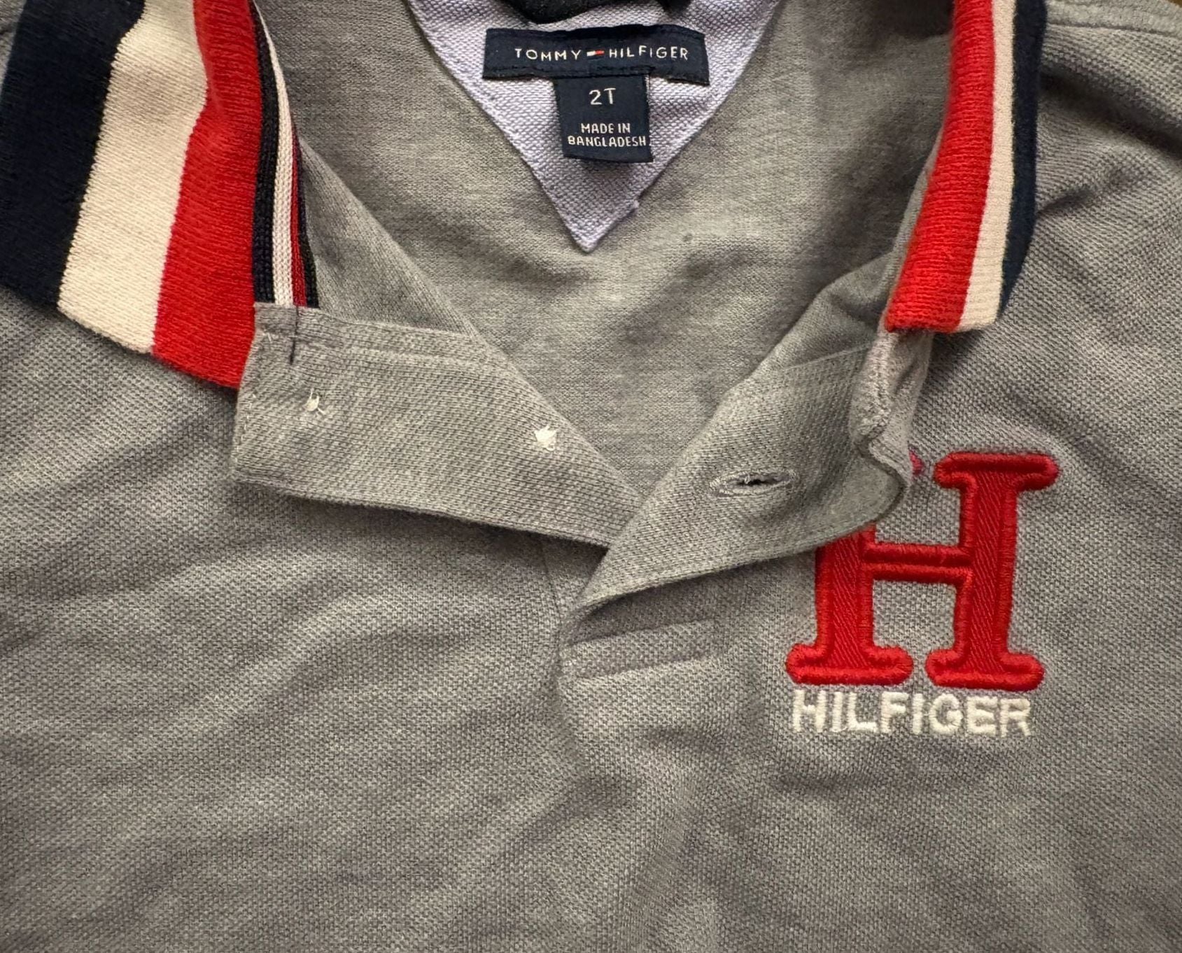 Tommy Hilfiger Polo Shirt Size 2T Gray Big H Logo Short Sleeve 3