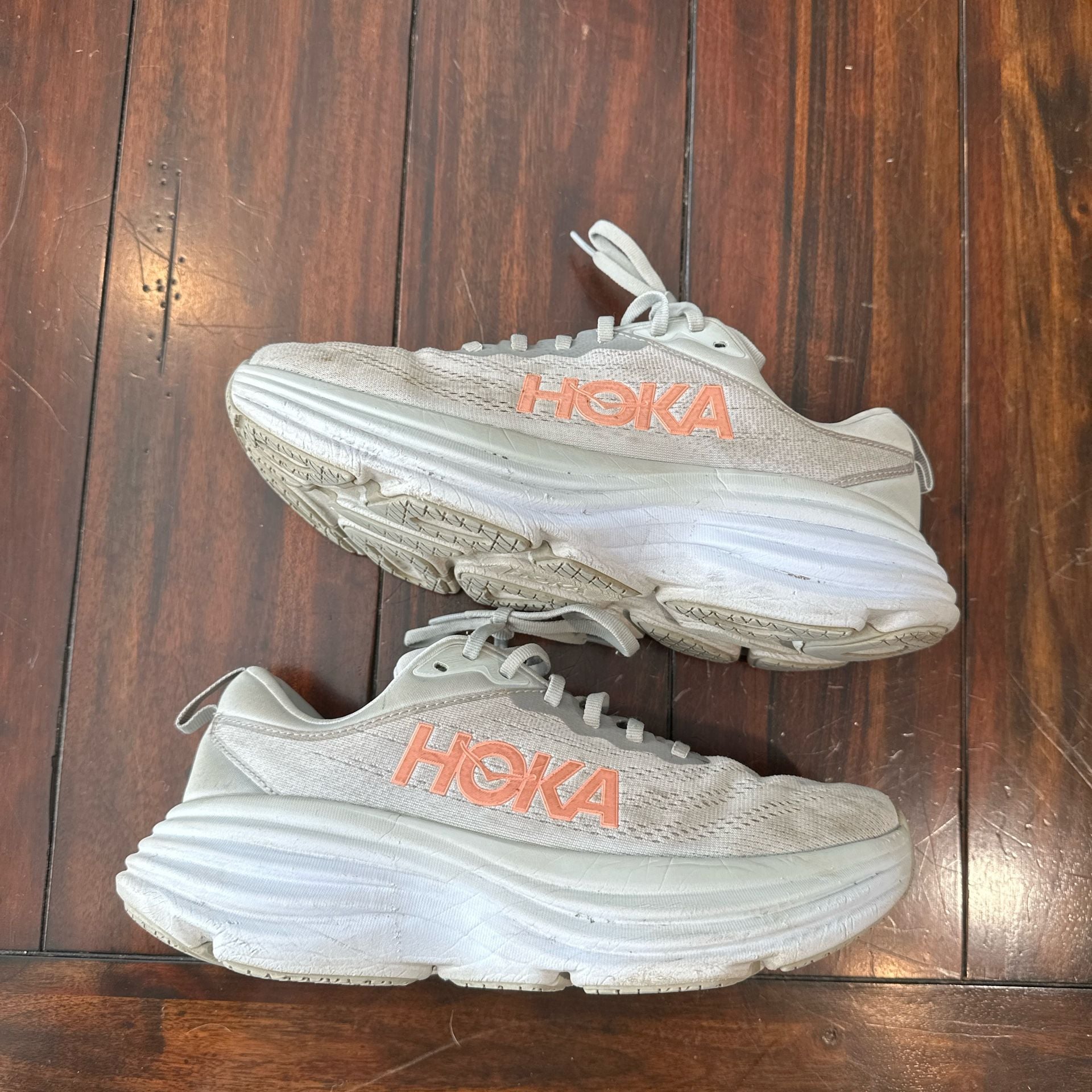 Hoka Bondi 8 Wide Gray Running Sneakers Size 8.5 Womens 2