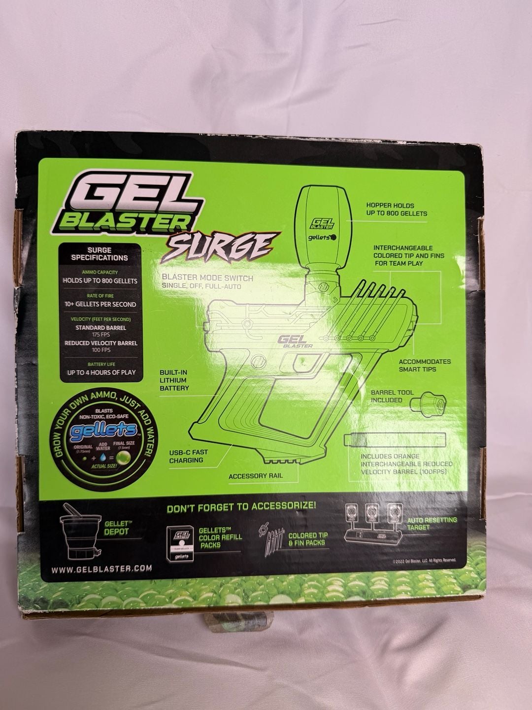 Gel Blaster Surge Toy Blaster Full Auto Green White 7