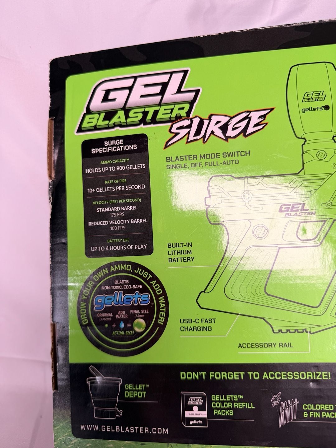 Gel Blaster Surge Toy Blaster Full Auto Green White 9