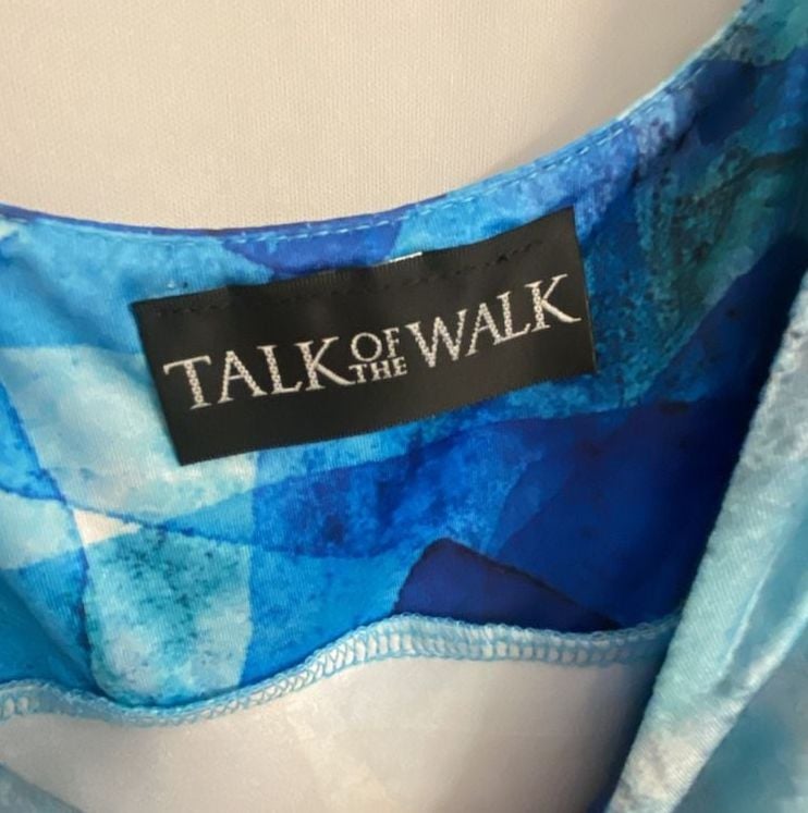 Talk of the Walk Blue Geometric Print Ruffled Sleeveless Dress 5
