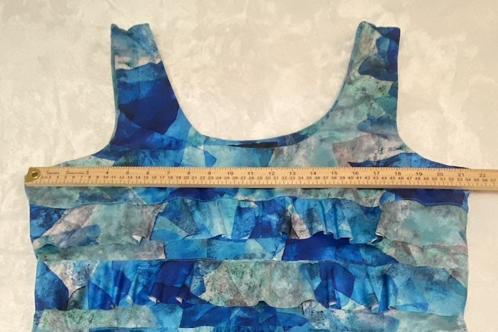 Talk of the Walk Blue Geometric Print Ruffled Sleeveless Dress 6