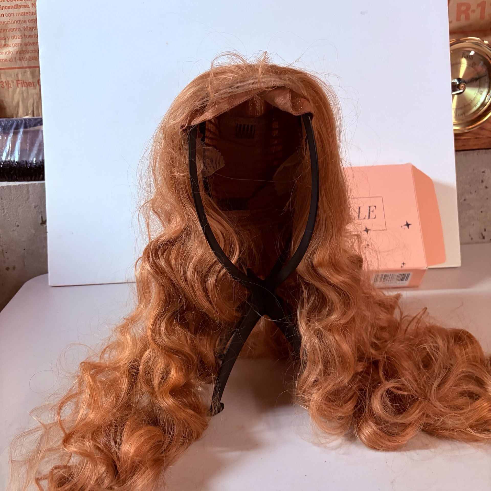 Fabelle Synthetic Hair Wig Long Curly Orange Ginger 2