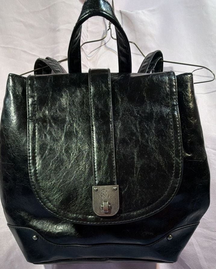 Style & Co Black Faux Leather Backpack 2