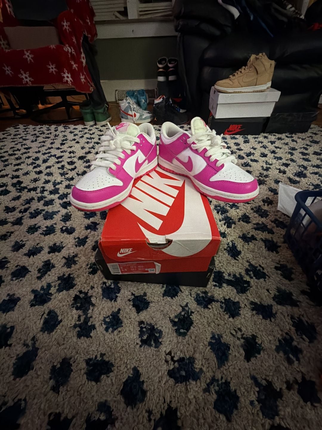 Nike Dunk Low GS Active Fuchsia/White/Pink,Sneakers Size 4.5Y or 6 W 7