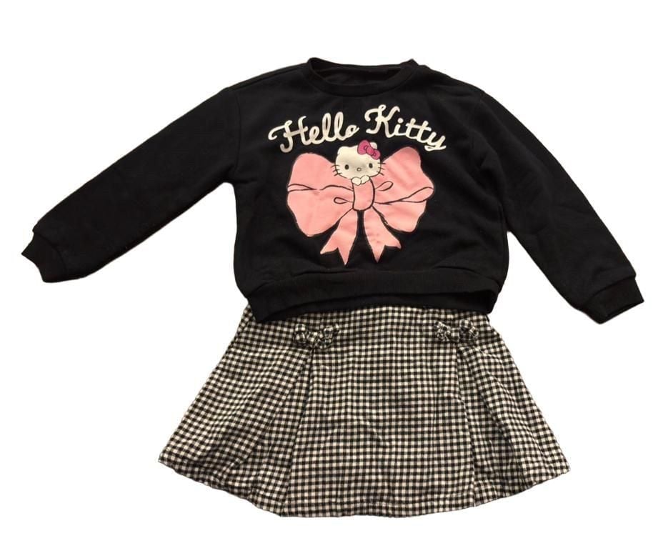 Hello Kitty Outfit Set Size 4T Black Sweatshirt Skirt 1