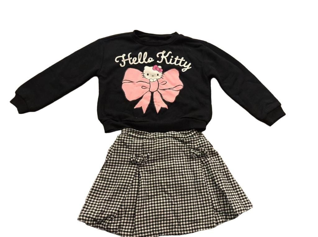 Hello Kitty Outfit Set Size 4T Black Sweatshirt Skirt 5