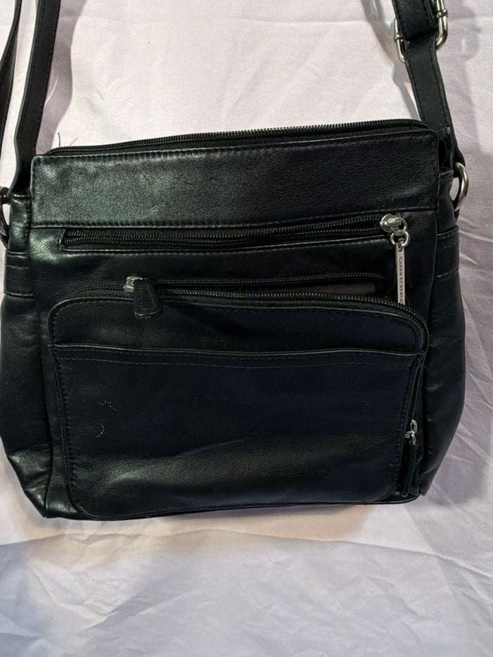 Giani Bernini Black Leather Front Zip Crossbody Bag 2