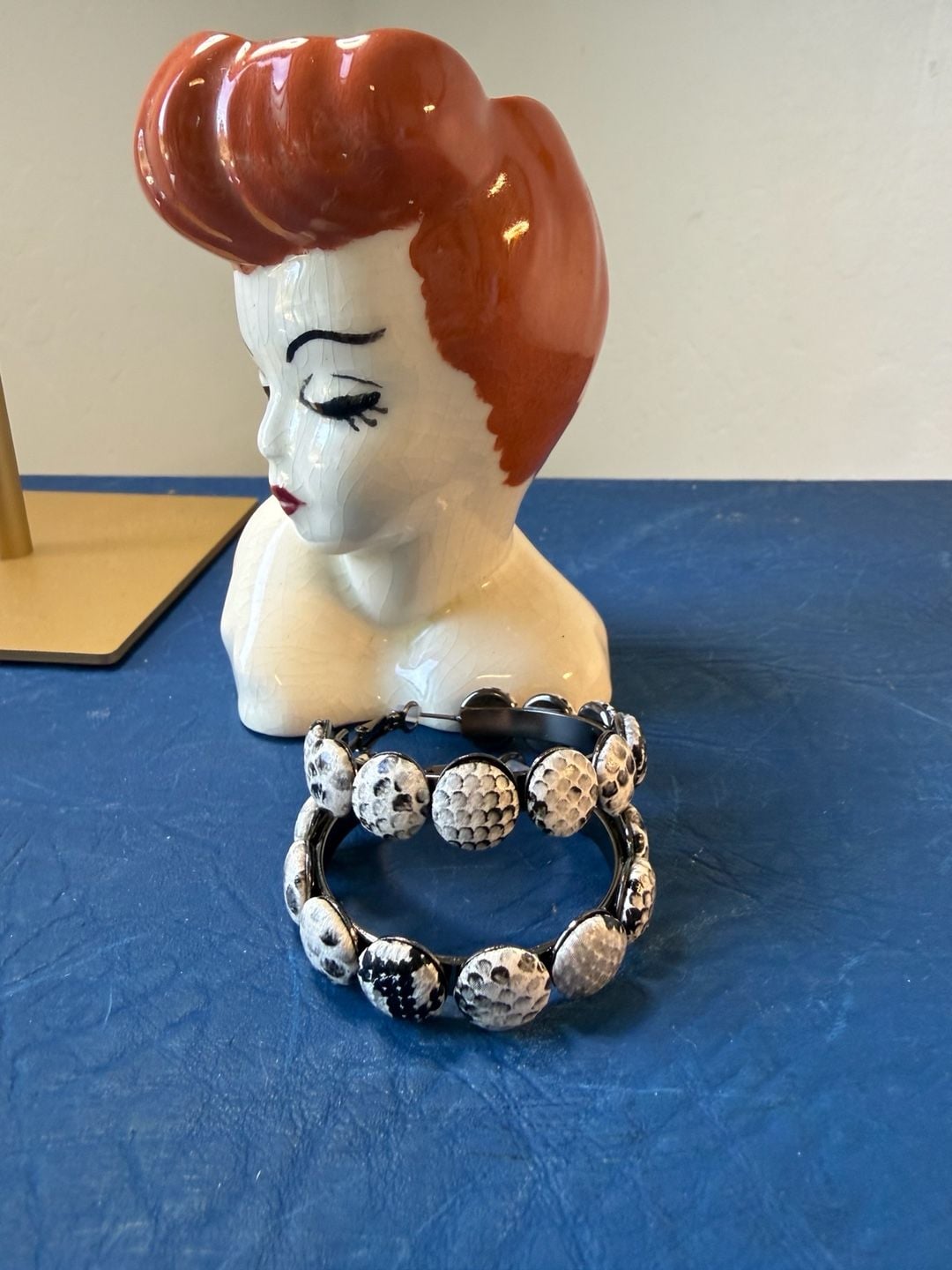 Marlyn Schiff - Black and White Snake Print Hoop Earrings 2