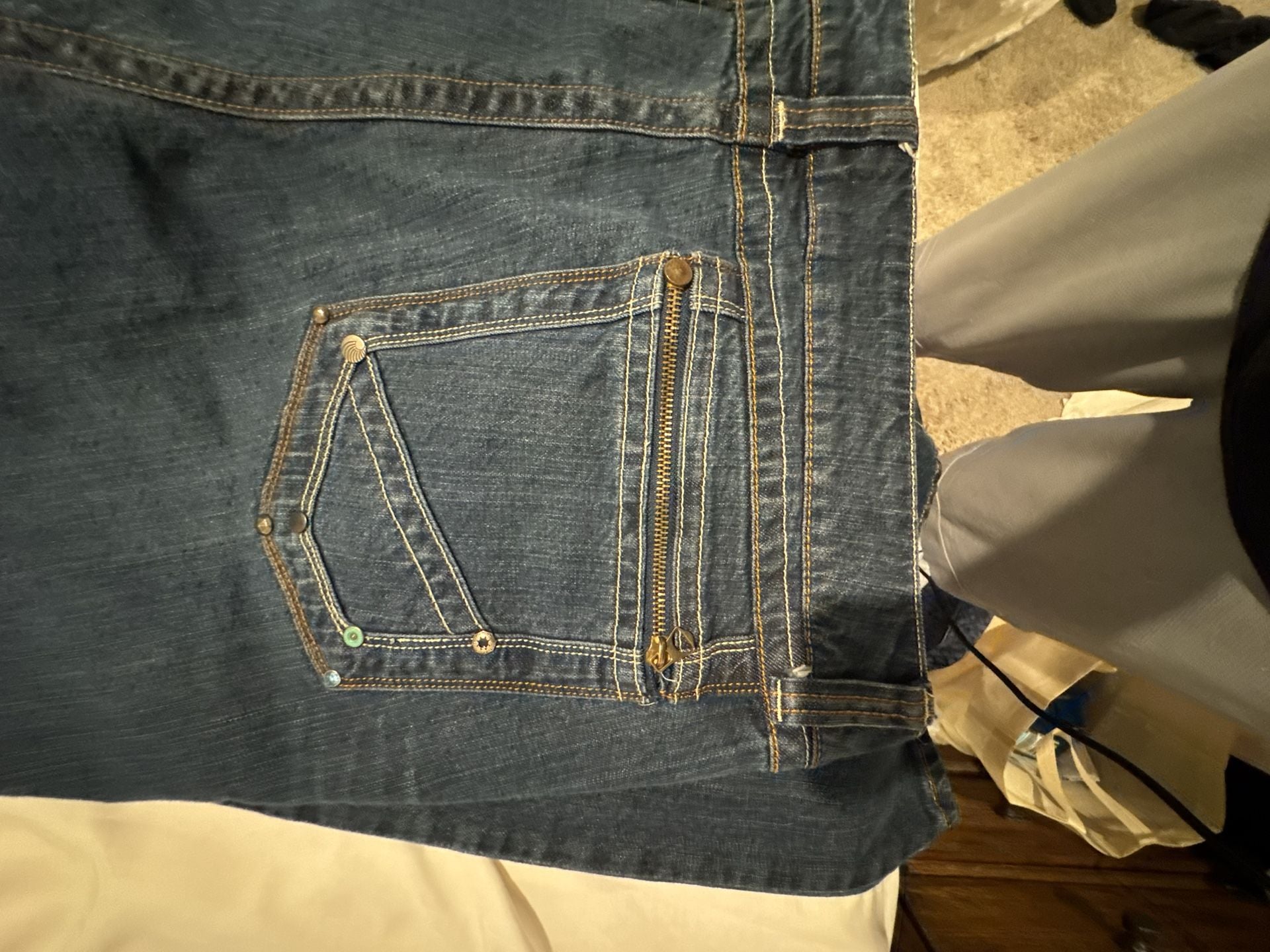 Venezia Jeans Size 22 Dark Wash Denim Embellished Studded Flare 7