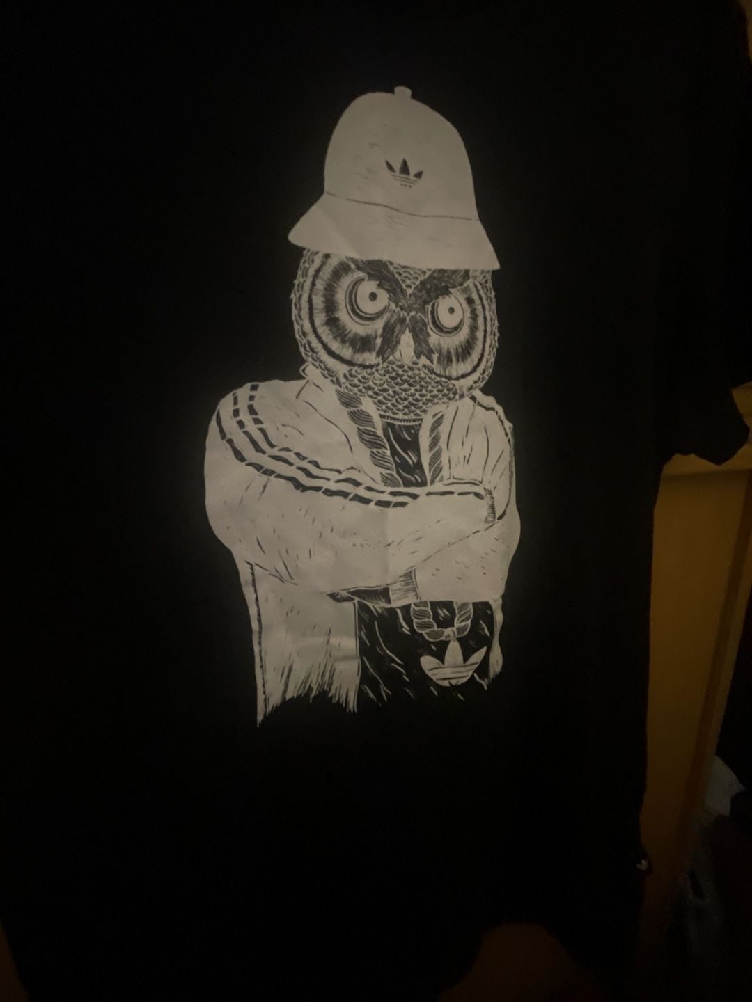 Adidas Graphic T-Shirt Size M Black Owl Hipster Streetwear 3