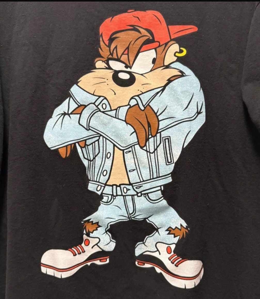 Neff Looney Tunes Taz T-Shirt Size L Black Tasmanian Devil Graphic Tee 3