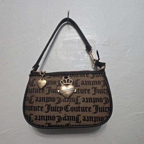 Juicy Couture Jacquard Shoulder Bag Brown Logo Y2K Mini Purse