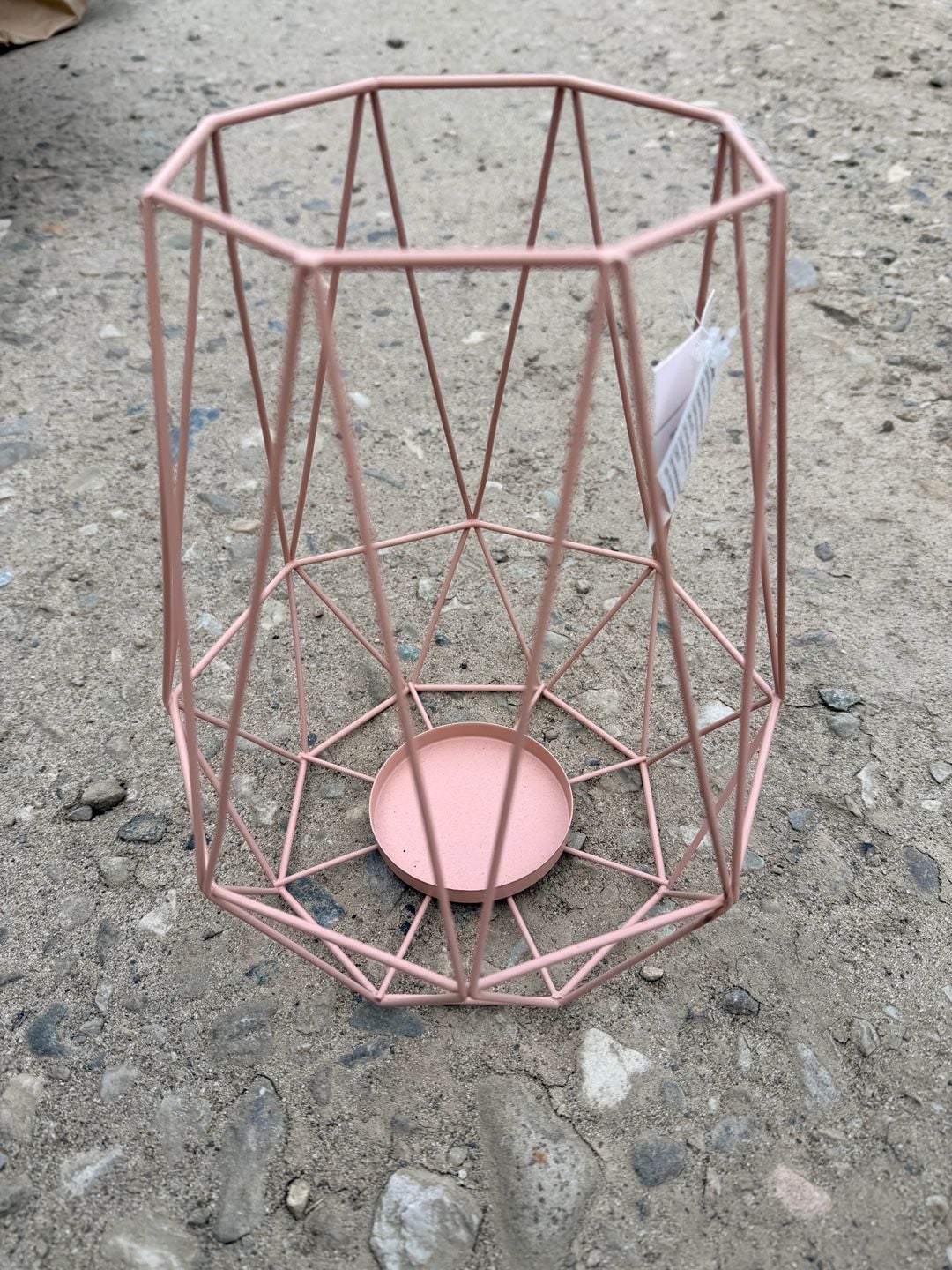 New Nordic Wrought Iron Geometric Candle Holder Pink Metal 1