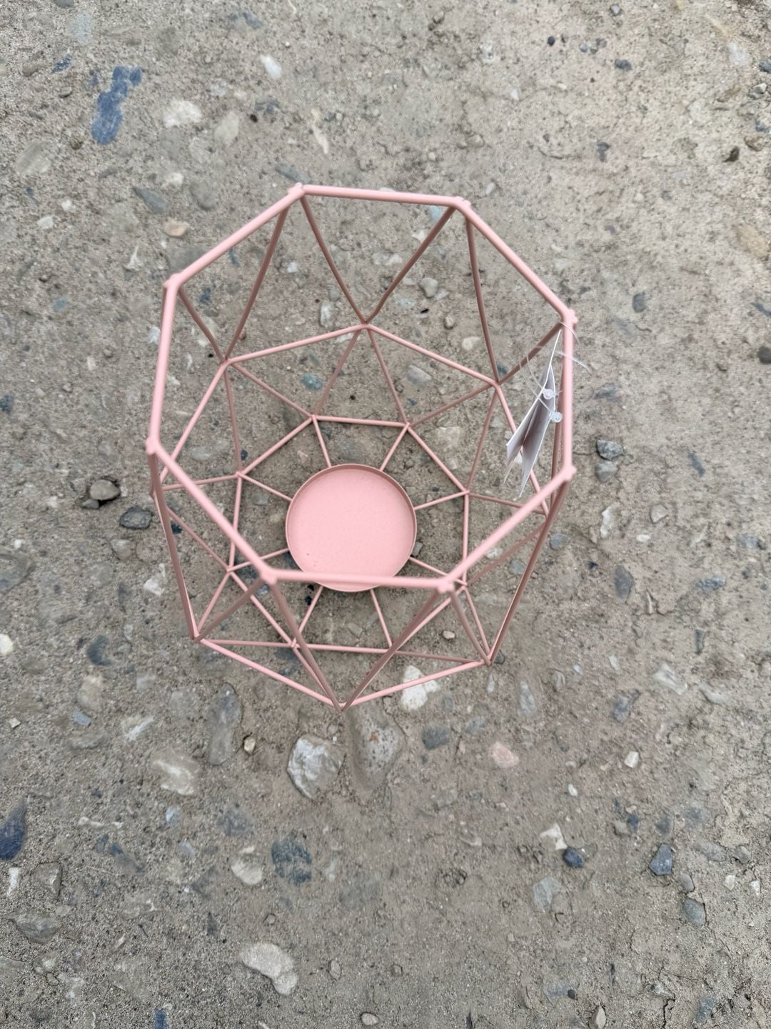 New Nordic Wrought Iron Geometric Candle Holder Pink Metal 2