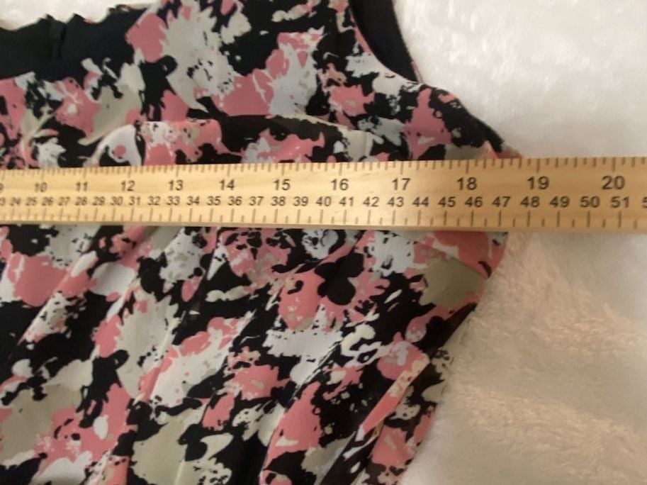 Liz Claiborne Pink Black Floral Print Sleeveless Dress with Belt Size 16 7