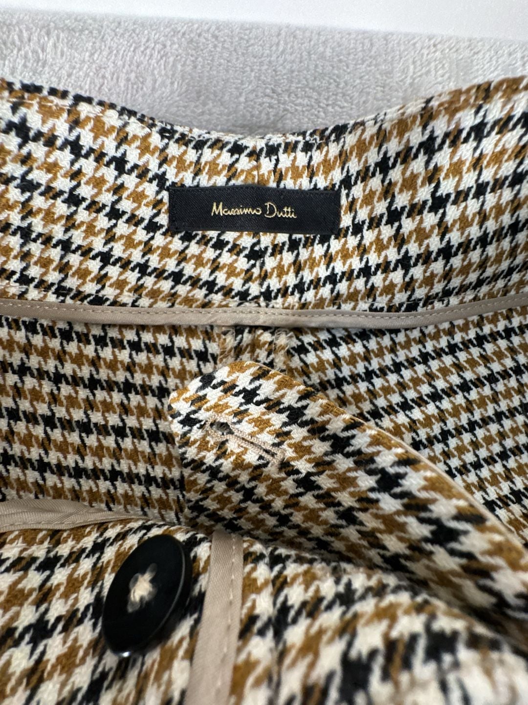 Massimo Dutti Houndstooth Pants Brown Black White 4