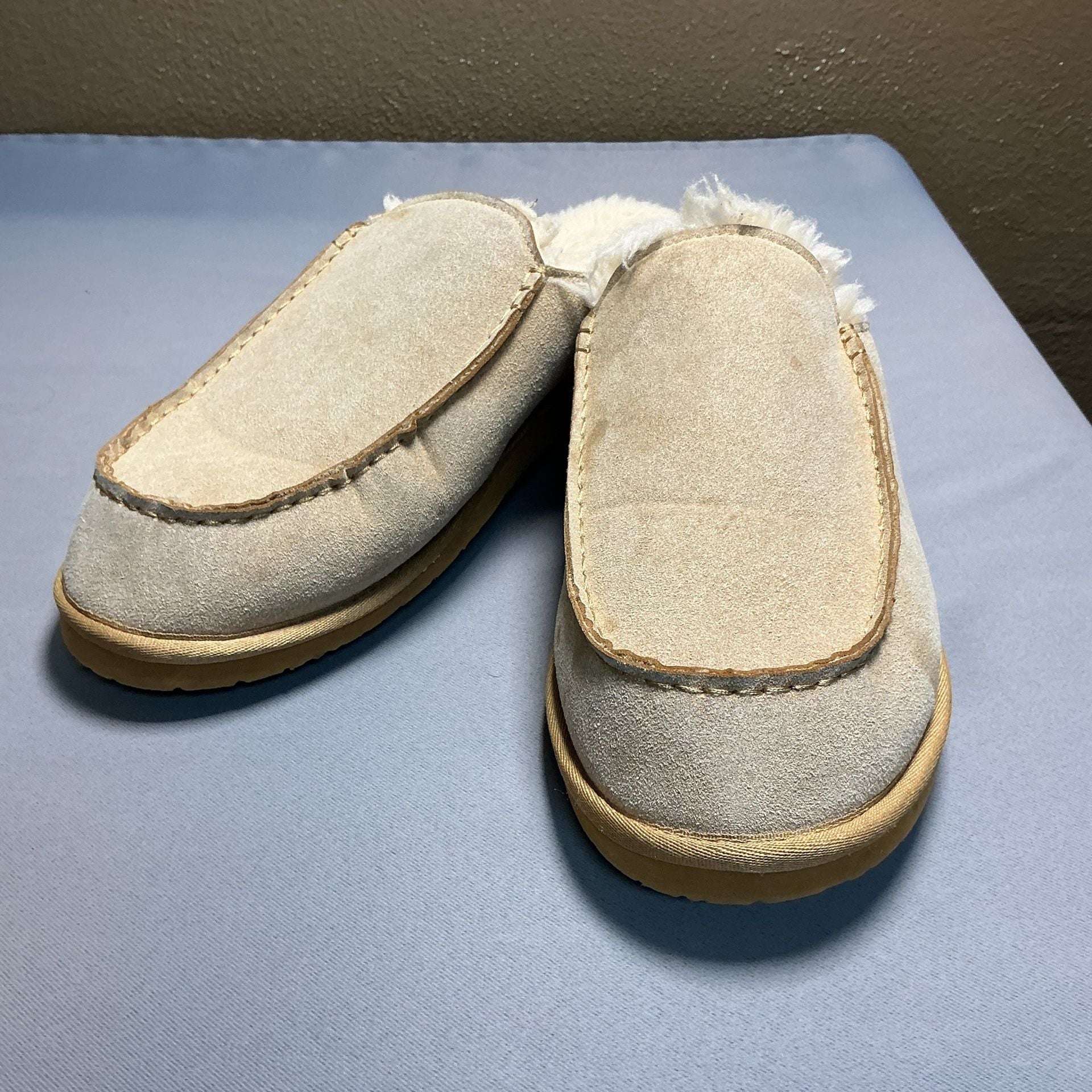 FITORY Slippers Size US 14 Beige Faux Fur Lined Clog Moccasin 2
