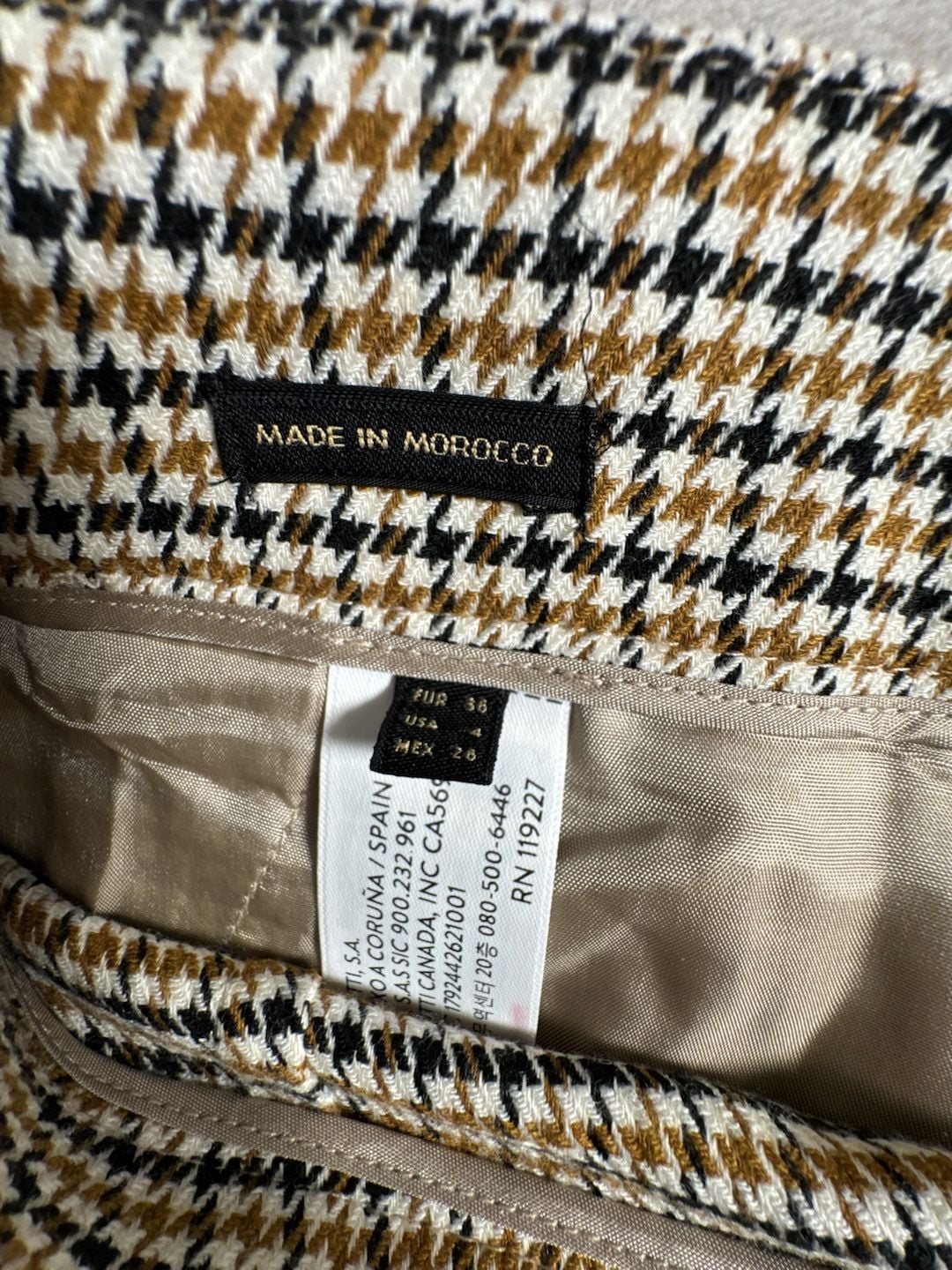 Massimo Dutti Houndstooth Pants Brown Black White 9