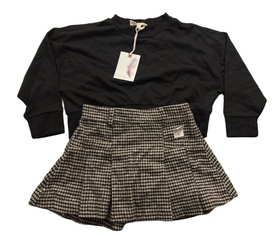 Jessica Simpson Outfit Set 2PC Size 4T Black Houndstooth Skirt Sweatshirt 1