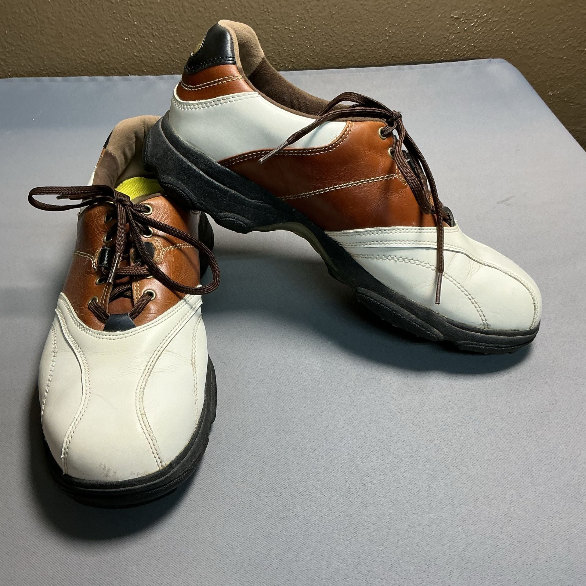 Etonic GS-OK Golf Shoes Size 10.5 M White Brown Leather Goodyear 3