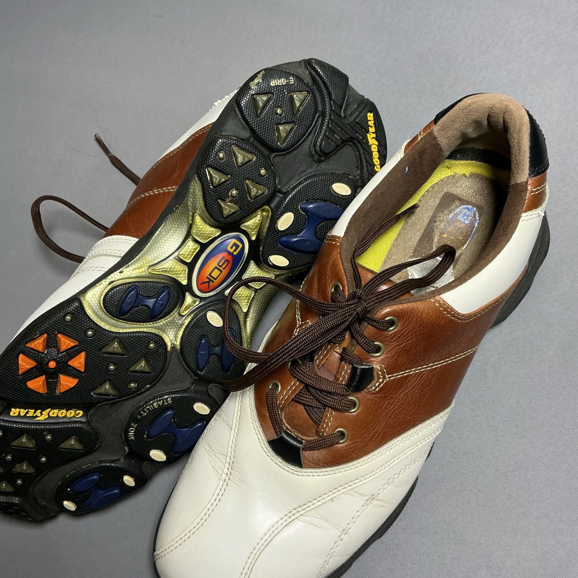Etonic GS-OK Golf Shoes Size 10.5 M White Brown Leather Goodyear 5