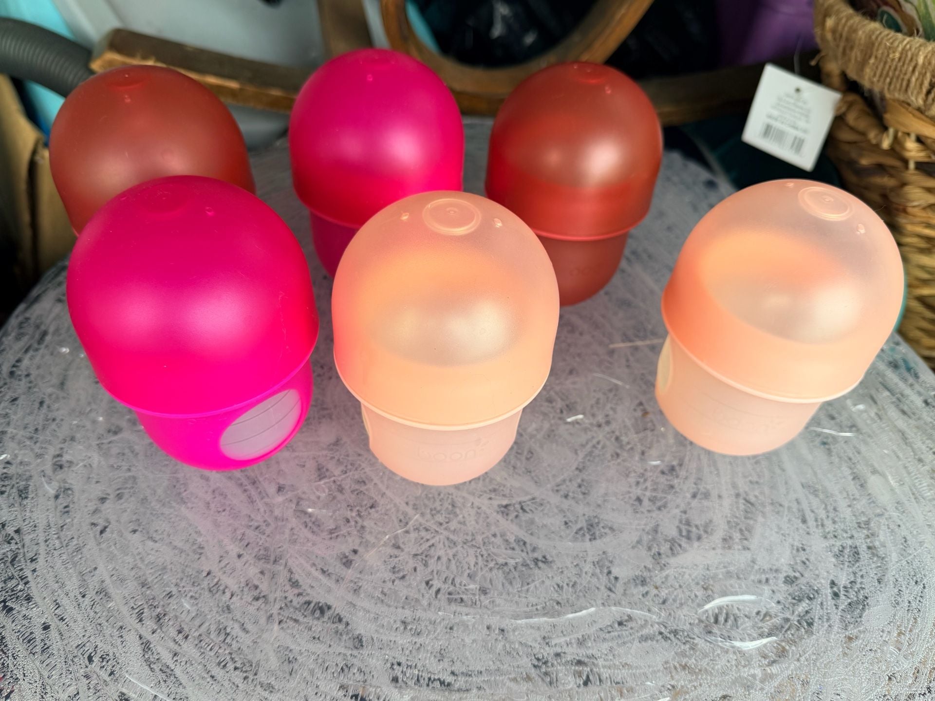 Boon Nursh Silicone Baby Bottle 4oz Pink 6-Piece Lot 1
