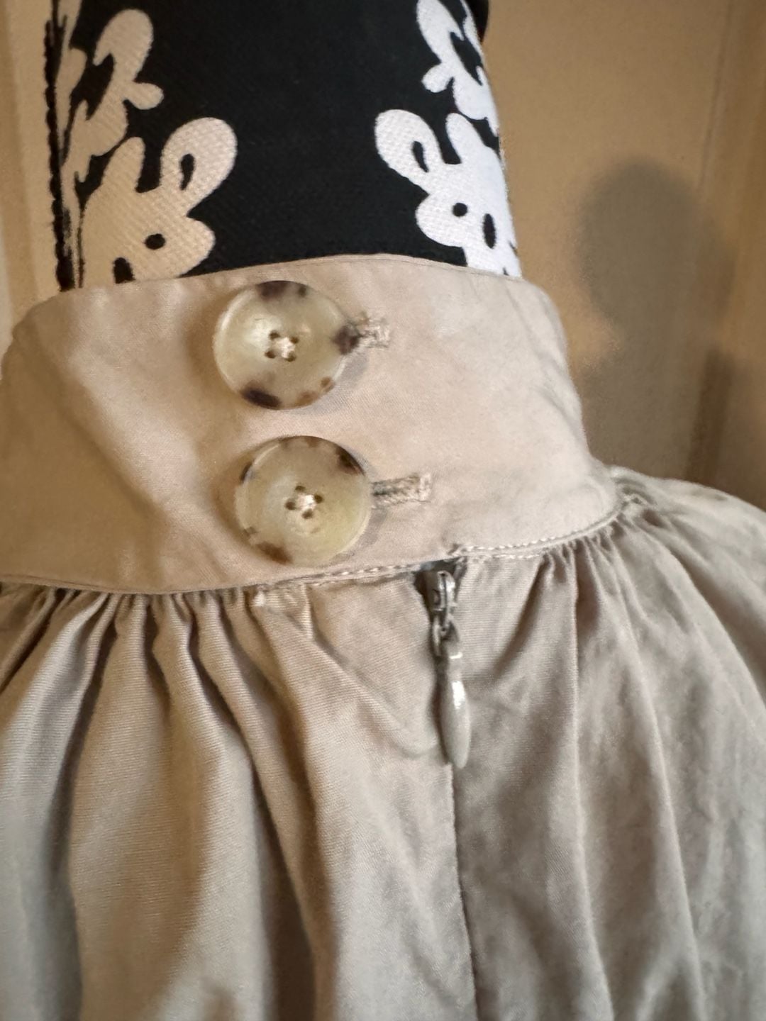bassike Mock Neck Dress Size 00 Beige Cotton Knee-Length 4