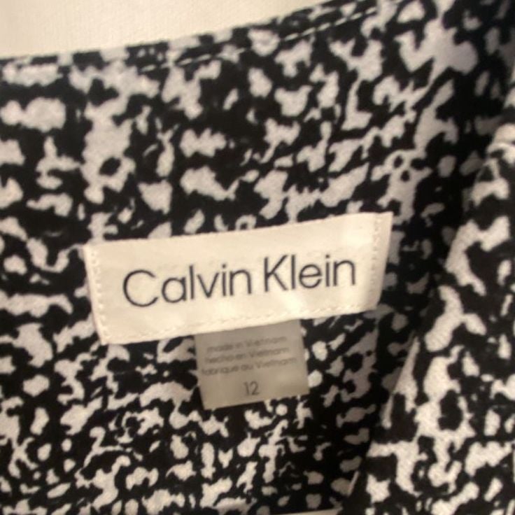 Calvin Klein Black and White Sleeveless Fit and Flare Midi Dress Size 12 6