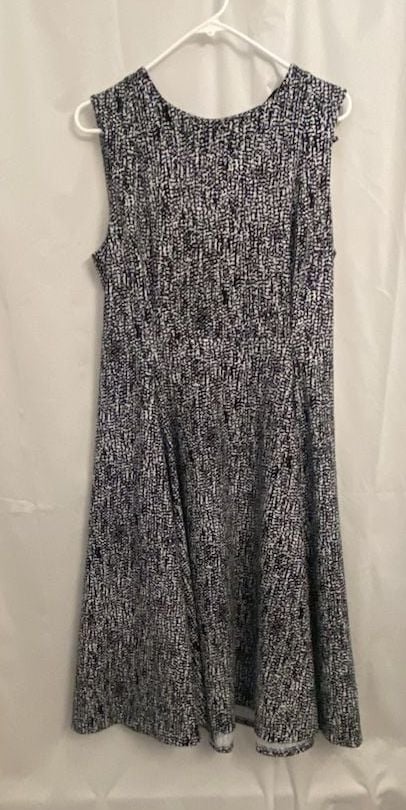 Calvin Klein Black and White Sleeveless Fit and Flare Midi Dress Size 12 3
