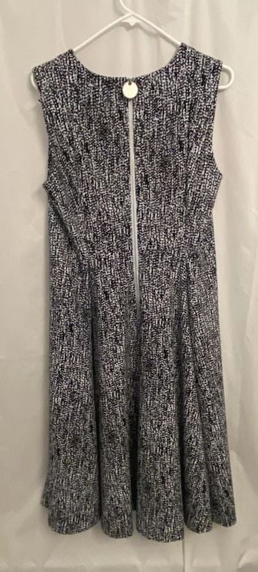 Calvin Klein Black and White Sleeveless Fit and Flare Midi Dress Size 12 5