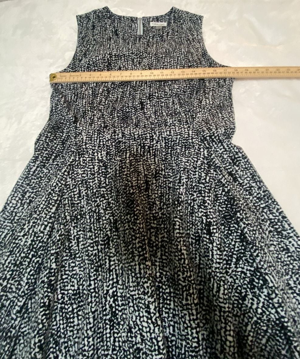 Calvin Klein Black and White Sleeveless Fit and Flare Midi Dress Size 12 7