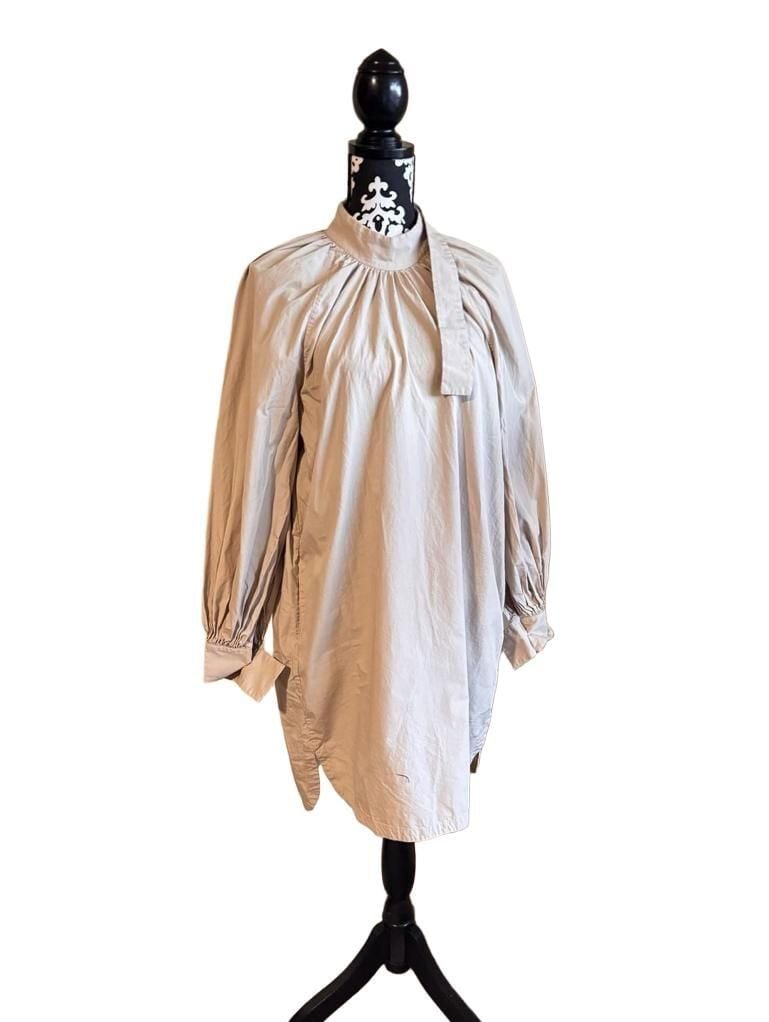 bassike Mock Neck Dress Size 00 Beige Cotton Knee-Length 2