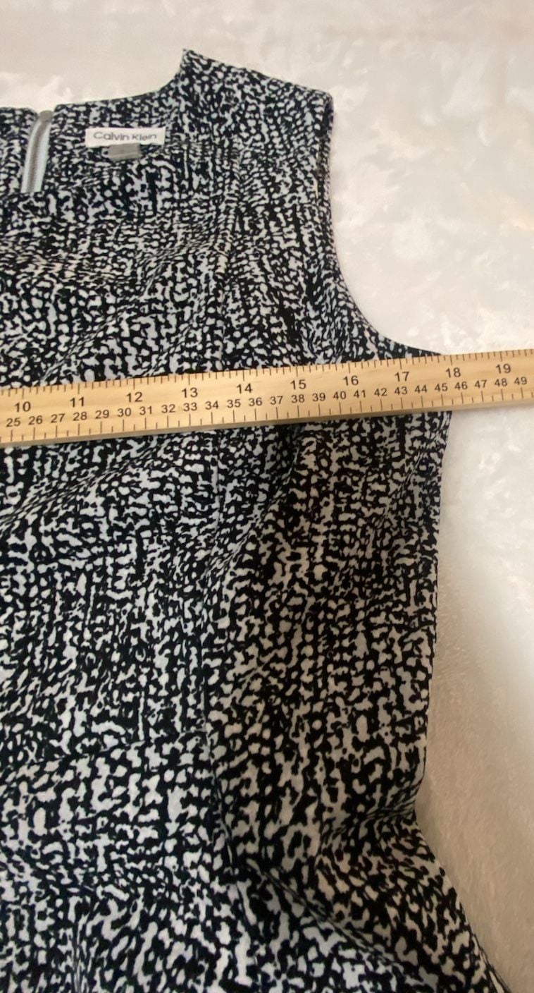 Calvin Klein Black and White Sleeveless Fit and Flare Midi Dress Size 12 8