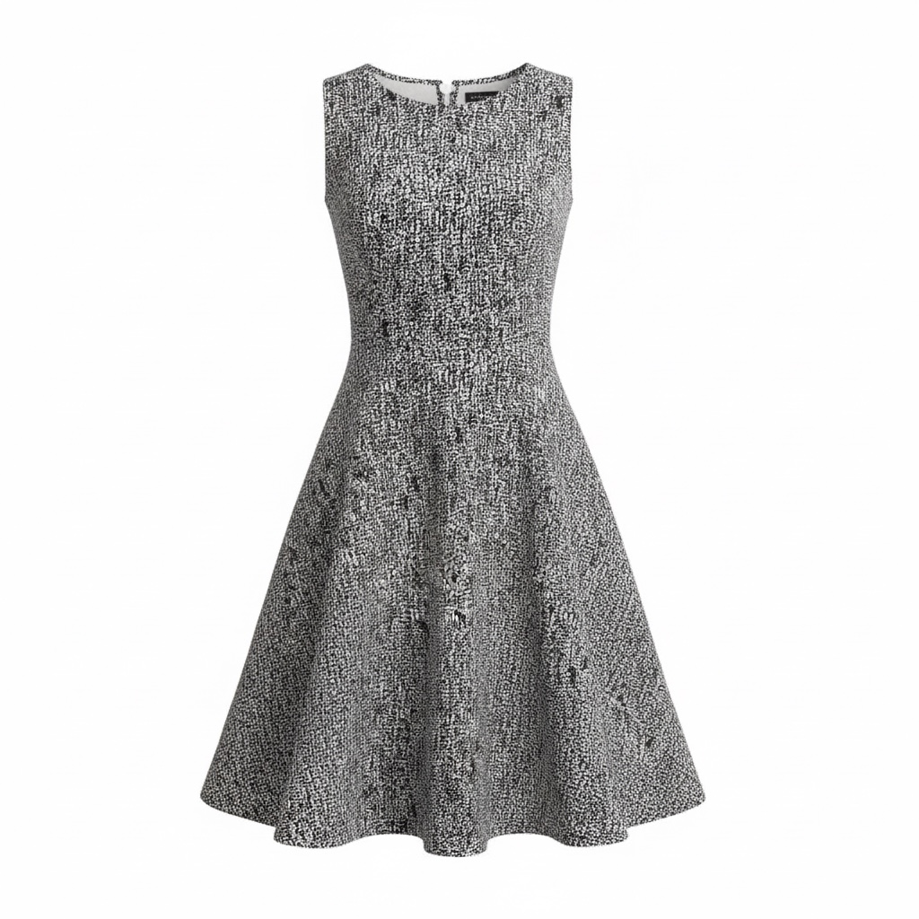 Calvin Klein Black and White Sleeveless Fit and Flare Midi Dress Size 12 2
