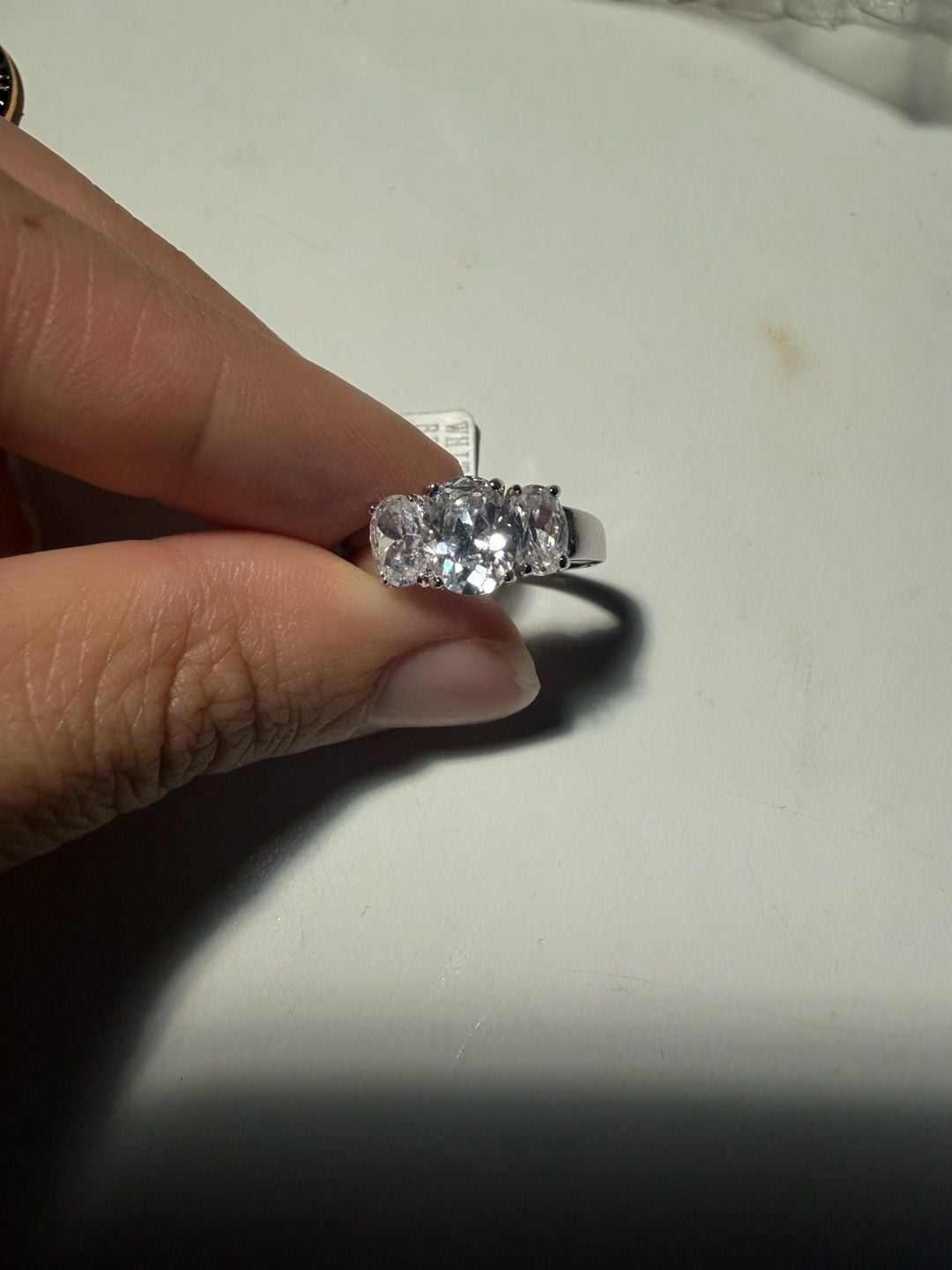 Unbranded Three Stone Ring Size 10 White CZ Brass Rhodium 2