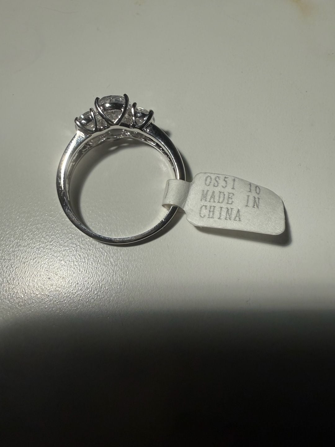 Unbranded Three Stone Ring Size 10 White CZ Brass Rhodium 6