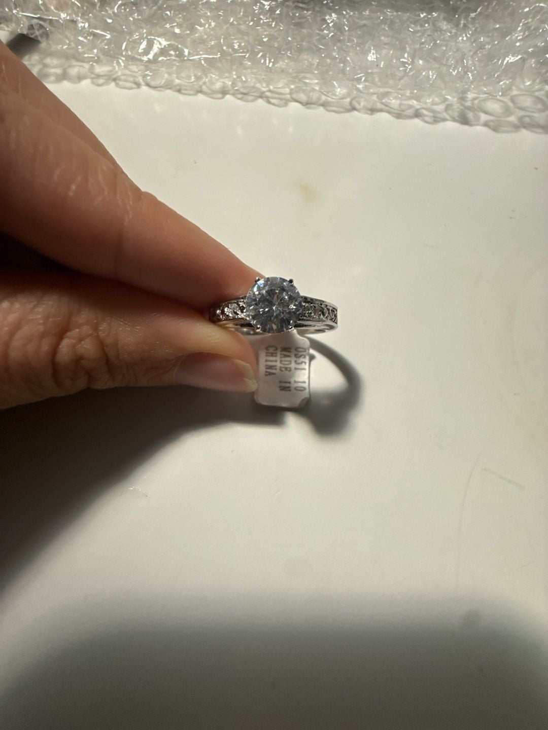 White CZ Brass Rhodium Ring Size 10 White 2