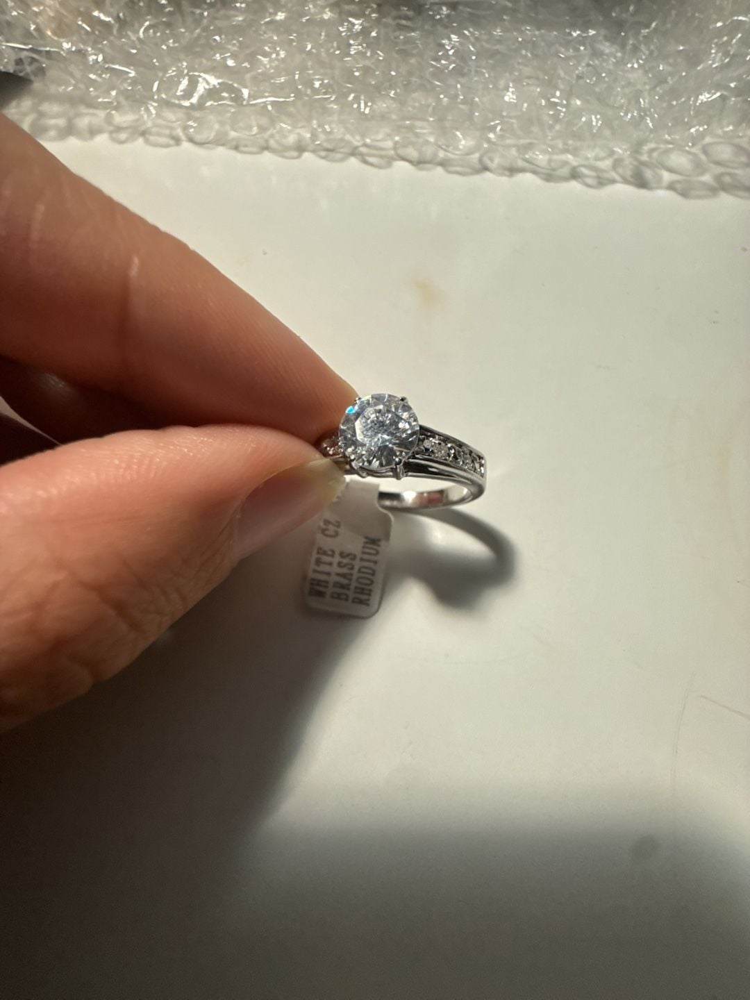 White CZ Brass Rhodium Ring Size 10 White 3