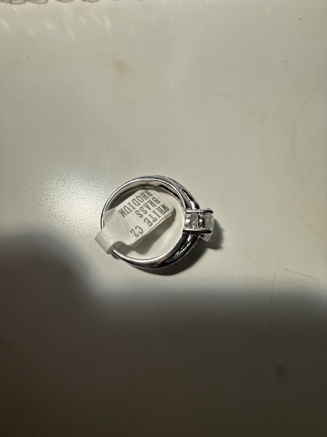 White CZ Brass Rhodium Ring Size 10 White 4