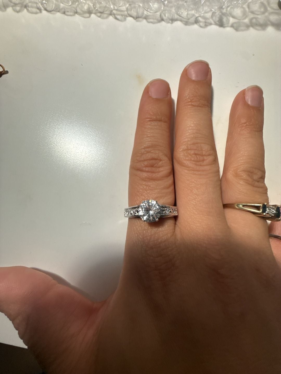 White CZ Brass Rhodium Ring Size 10 White 5