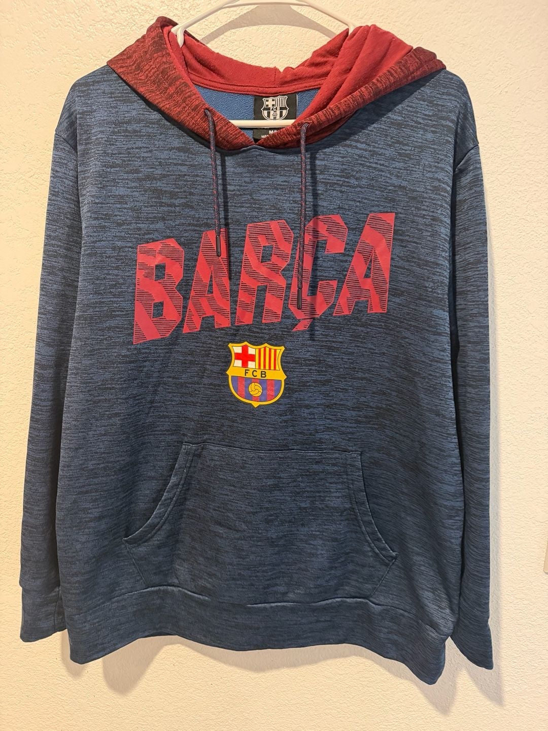 FC Barcelona Men's Pullover Hoodie Sweater Size M Soccer FCB Barca Navy Soft 2
