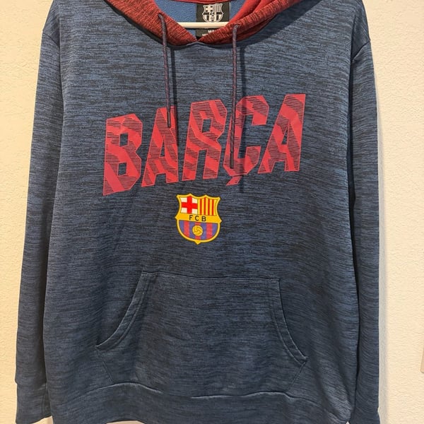 FC Barcelona Men's Pullover Hoodie Sweater Size M Soccer FCB Barca Navy Soft