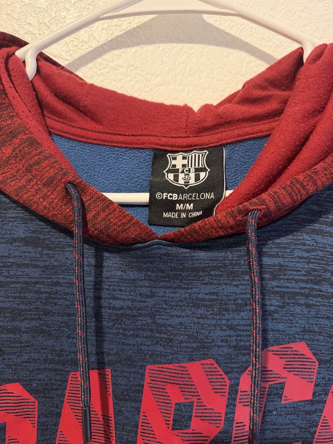 FC Barcelona Men's Pullover Hoodie Sweater Size M Soccer FCB Barca Navy Soft 4