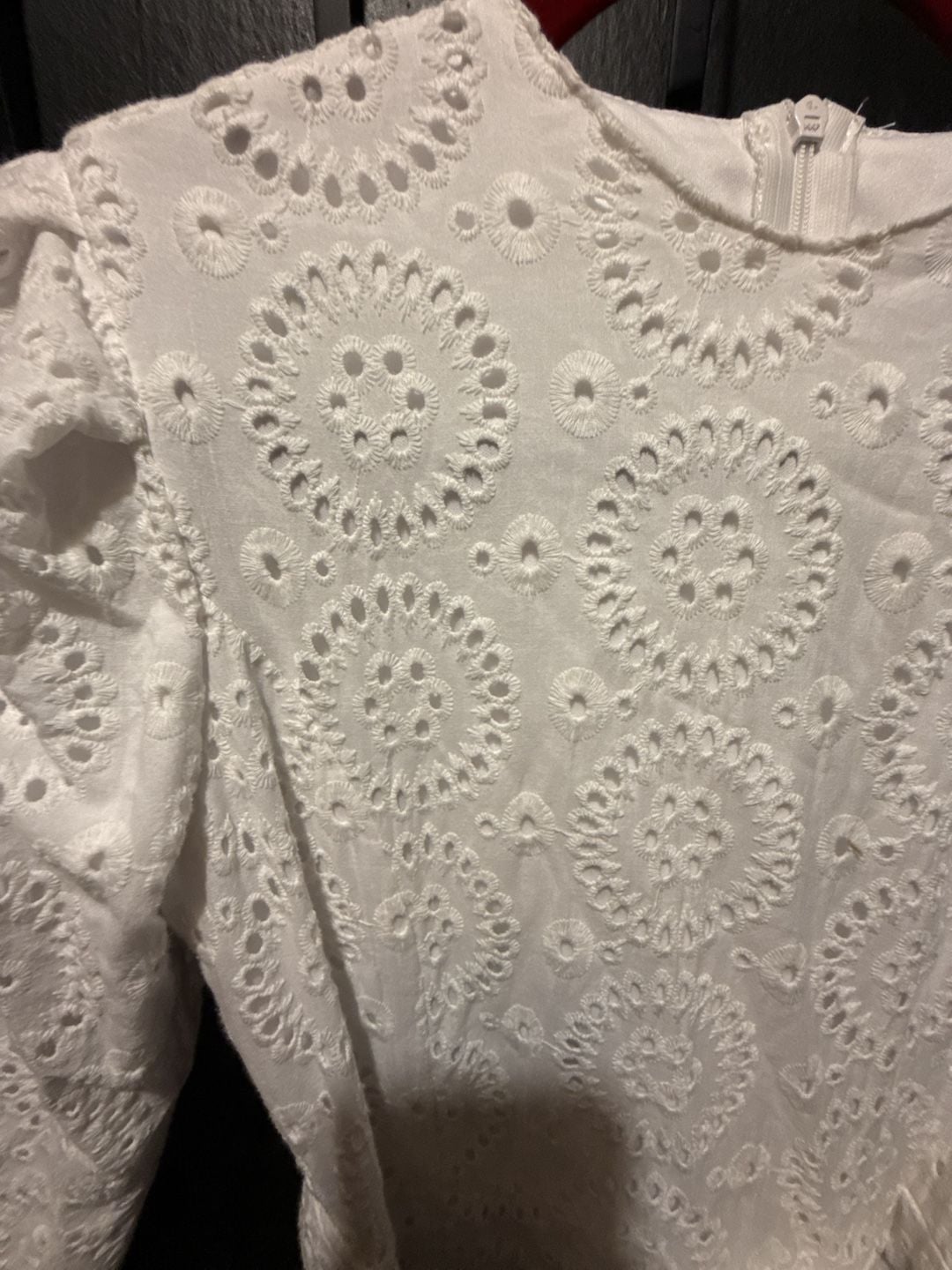 Blanc et Noir Eyelet Maxi Dress Size XS White Long Sleeve Belted 3