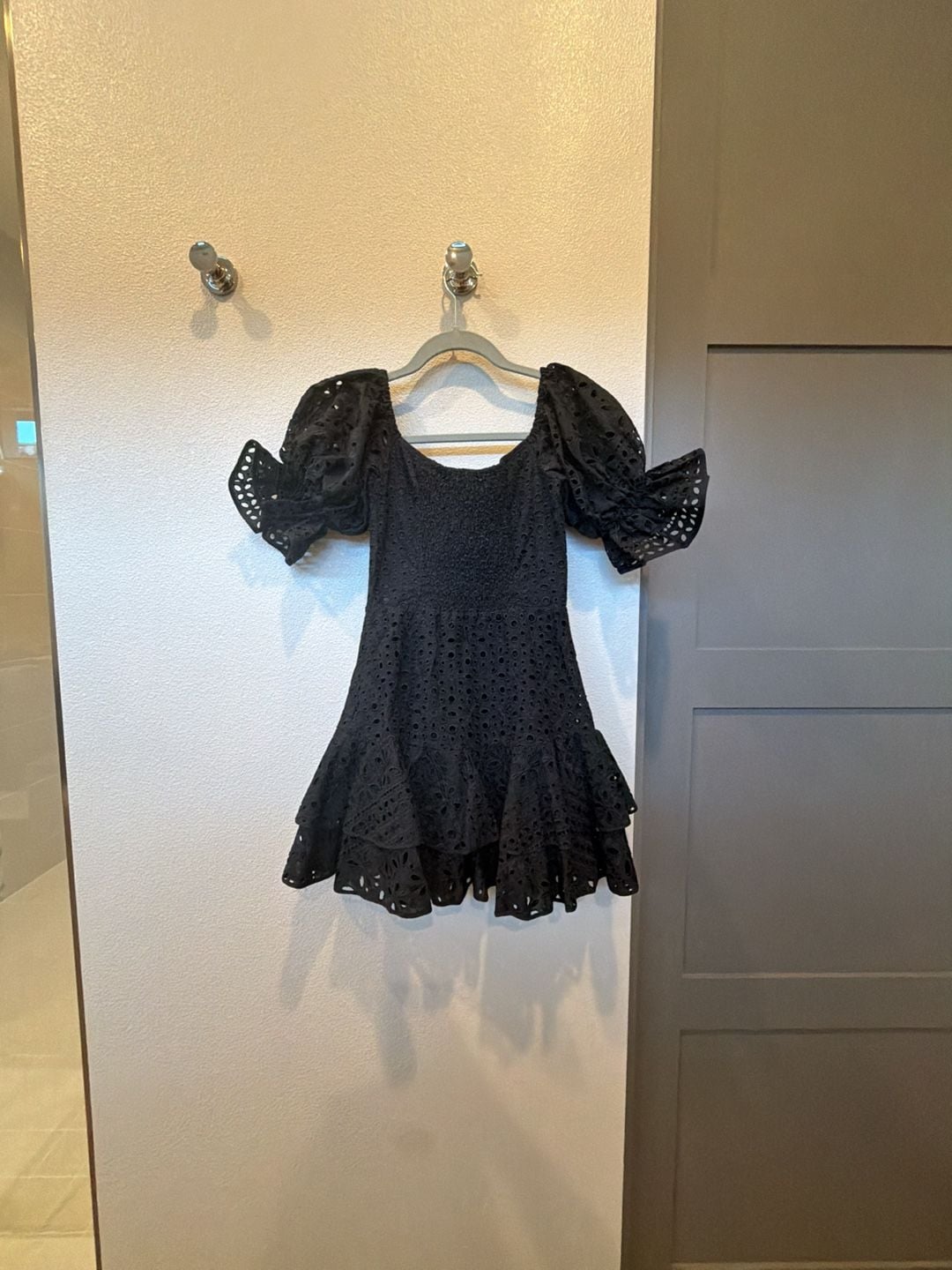 Charo Ruiz Jean Mini Dress Size S Black Eyelet Ruffle 3
