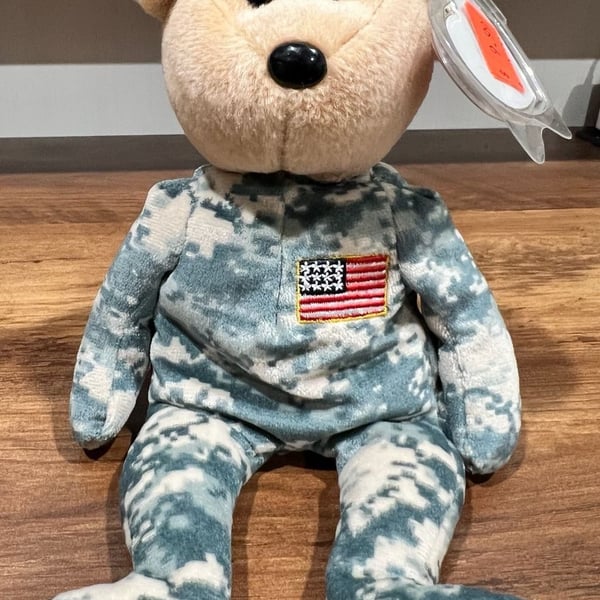 Ty Beanie Babies Salute The Bear Camouflage Military Plush