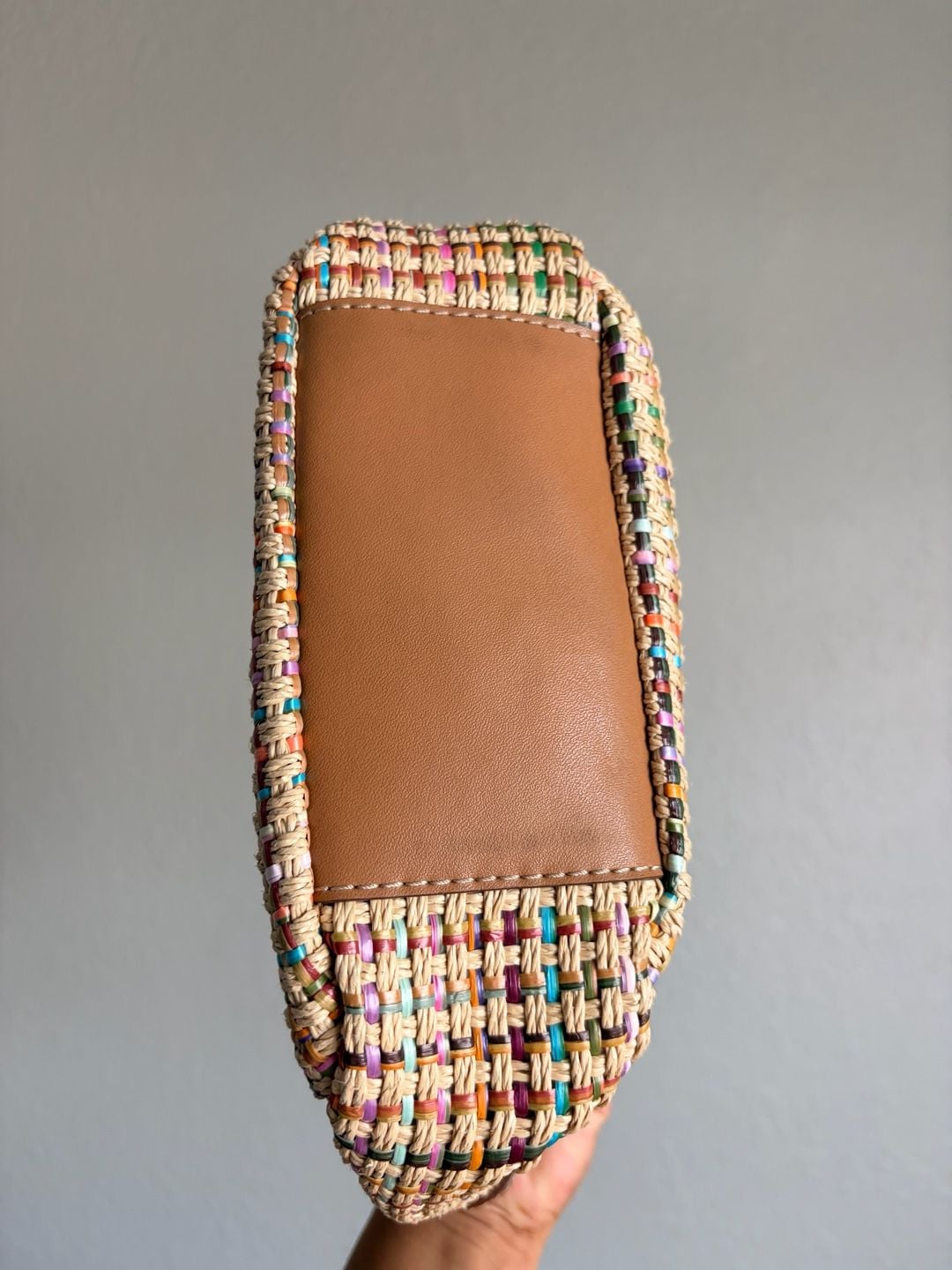 Fossil Woven Straw Multicolor Satchel Handbag 4